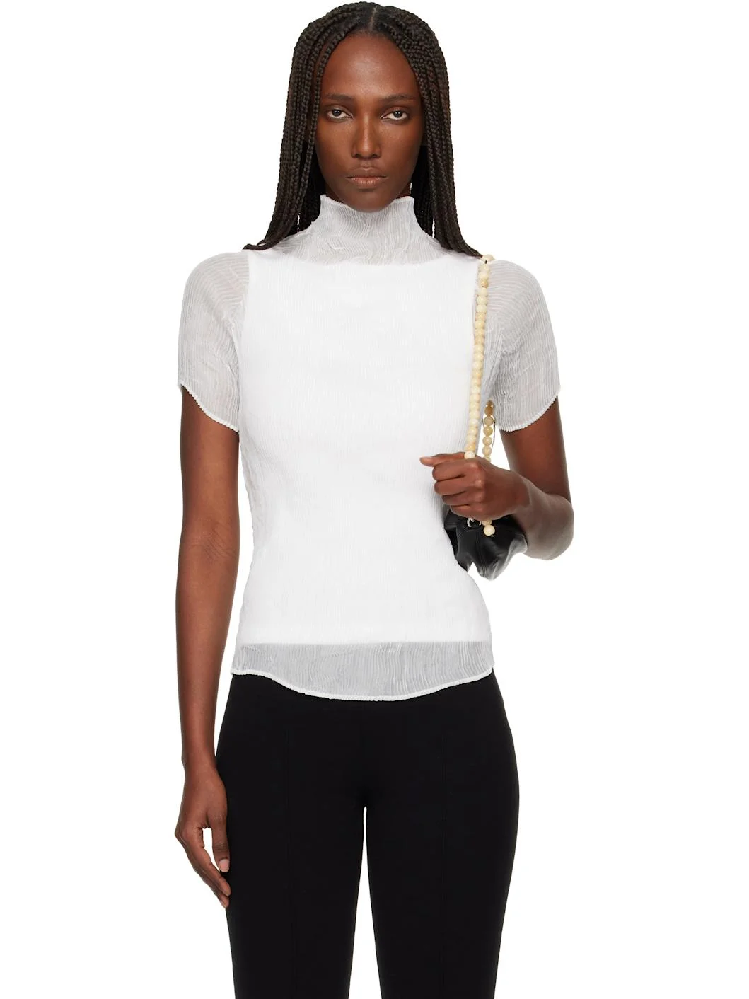 White Chiffon Twist T-shirt - 1