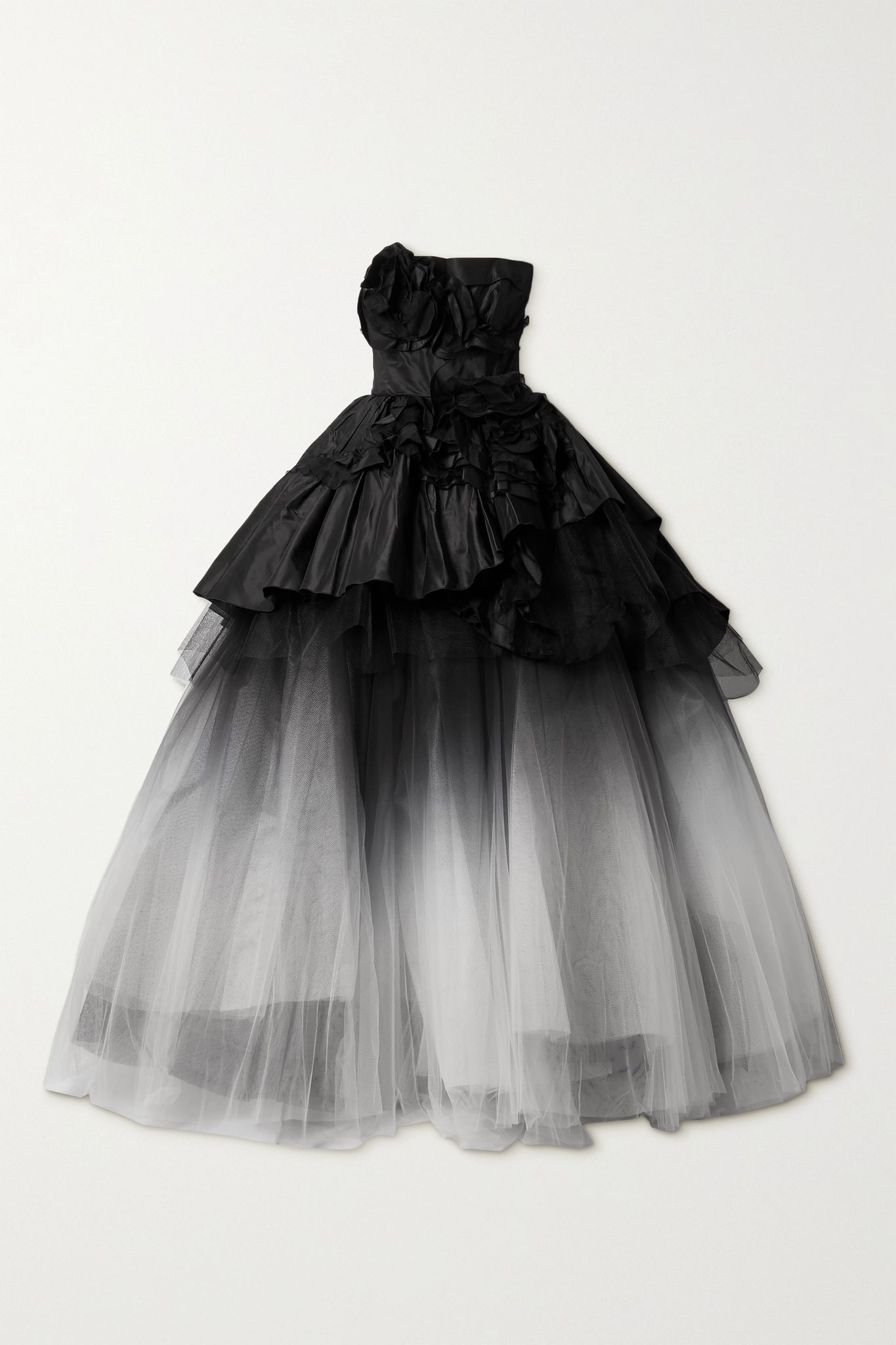 Strapless appliquéd silk-taffeta and dégradé tulle gown - 1