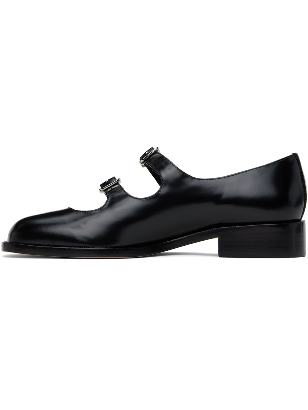 Black Double Strap Ballerina Flats - 3