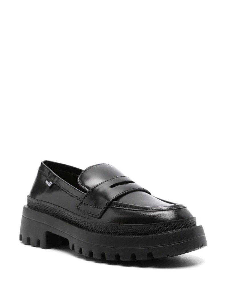 Moschino penny slot leather loafers outlook