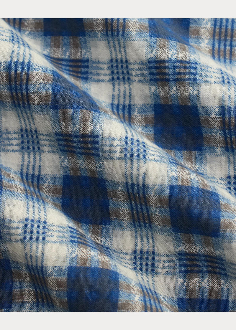 Plaid-Print Brushed Camp Shirt 5