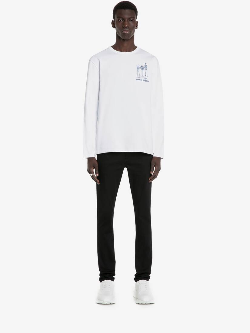 Men's Skeleton Band T-shirt in White - 2