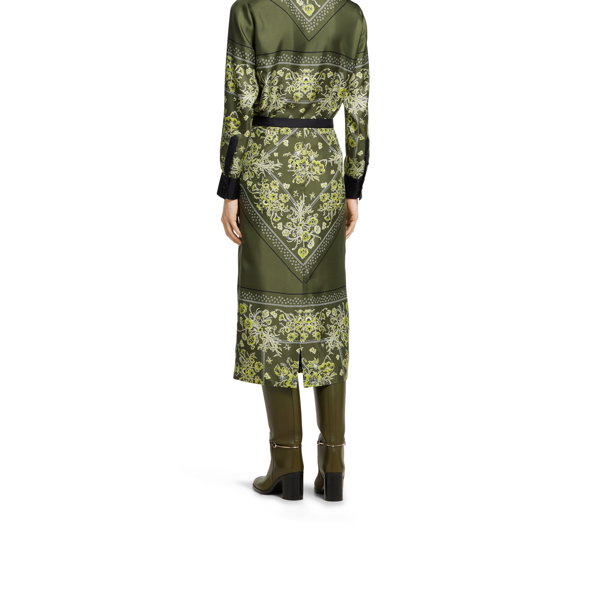 Printed silk twill skirt - 4
