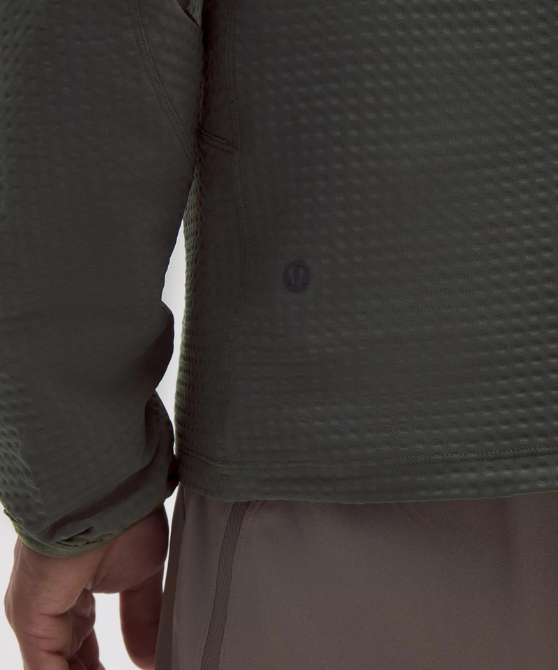 Grid Fleece High-Neck Pullover Hoodie 5