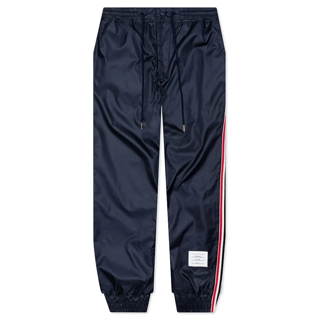 THOM BROWNE RIPSTOP RWB SIDE STRIPE TRACK PANTS - NAVY - 1