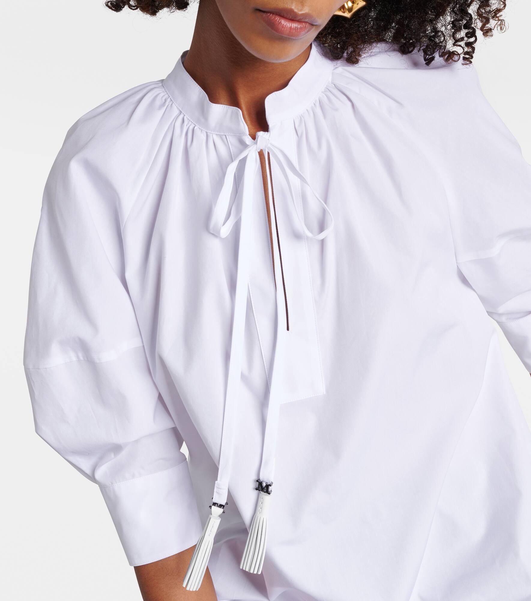 Capri puff-sleeve cotton blouse - 5