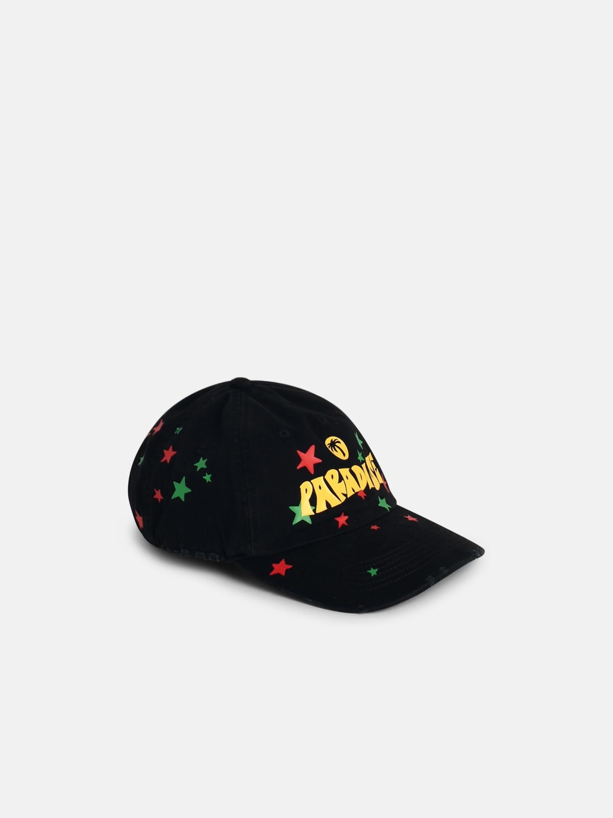 'PARADISE' BLACK COTTON HAT - 2
