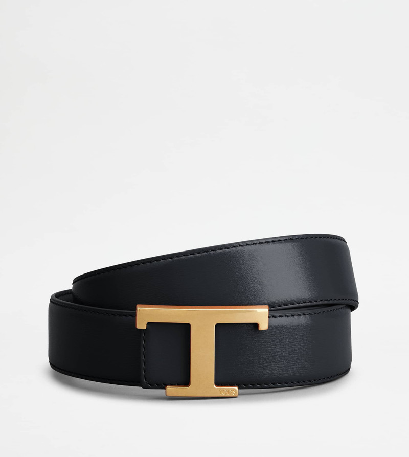 T TIMELESS REVERSIBLE BELT IN LEATHER - BLUE, BLACK - 1