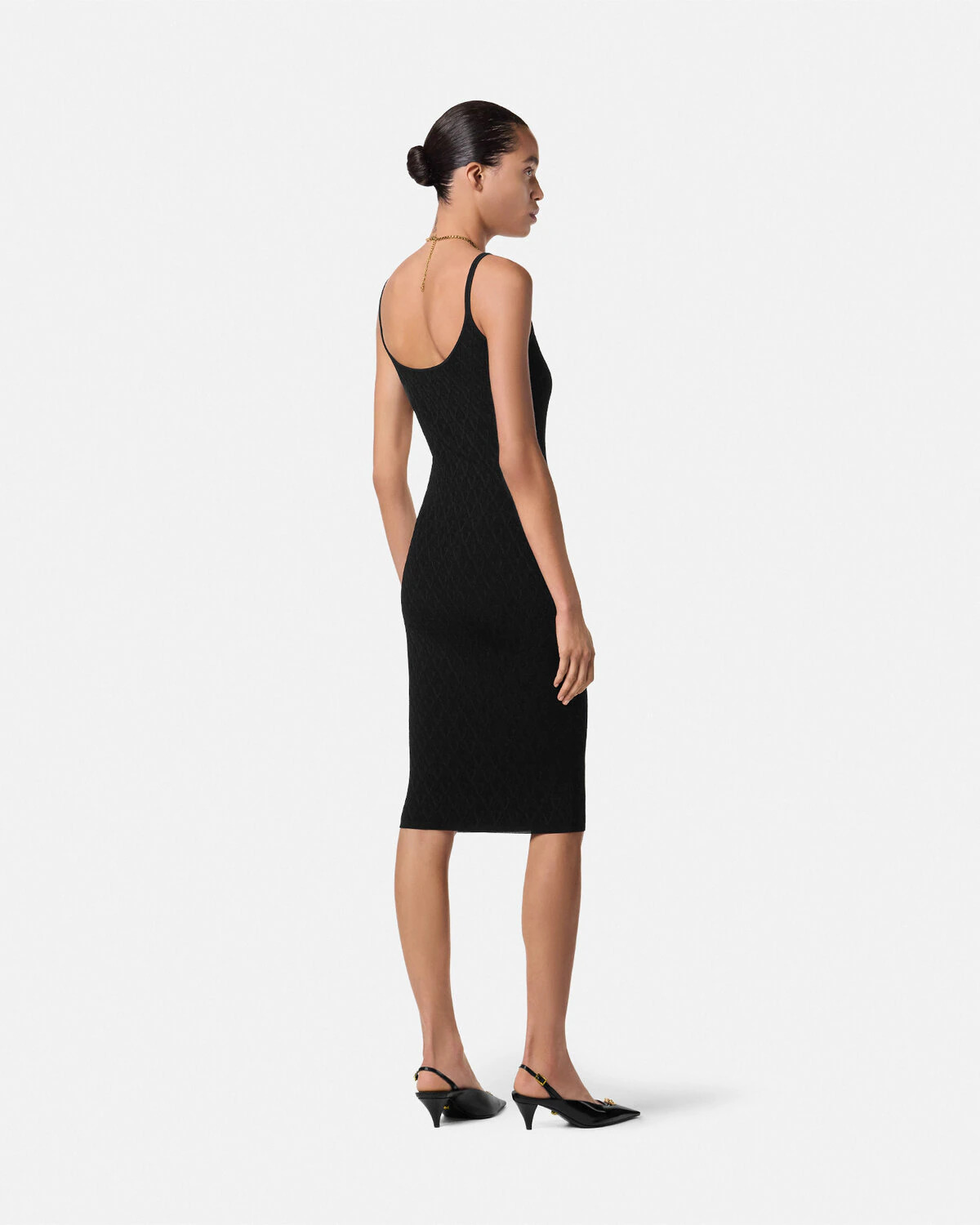 V Allover Jacquard Knit Fitted Mini Dress - 5