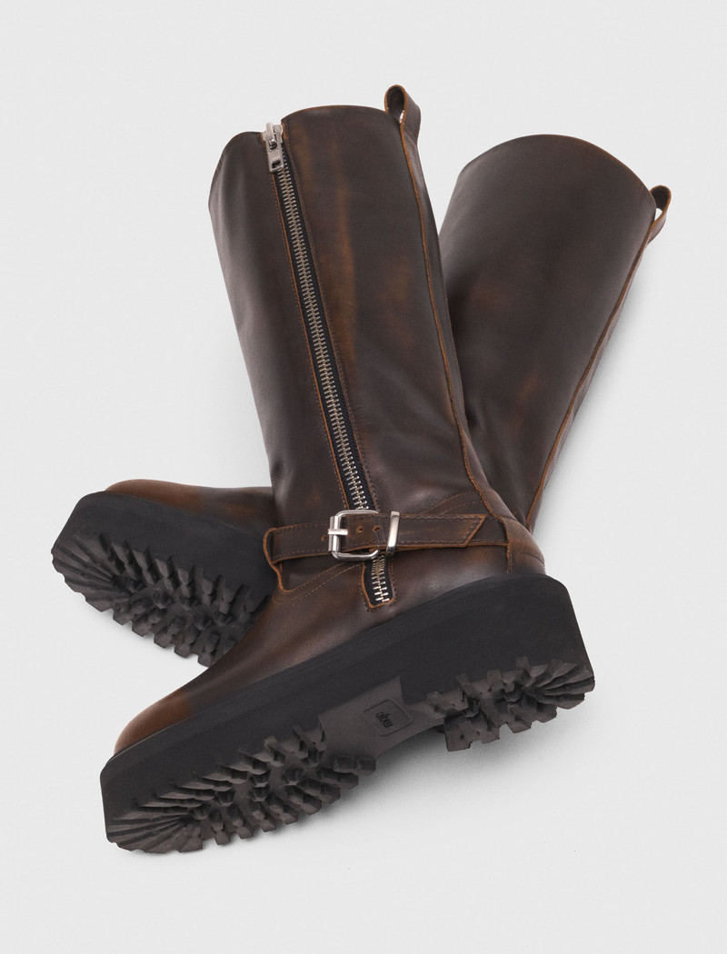 Leather biker boots 5