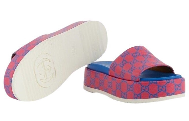 (WMNS) Gucci Platform Slide Sandal 'Jumbo GG -Fuchsia Blue' 734913-FABJF-5614 - 5
