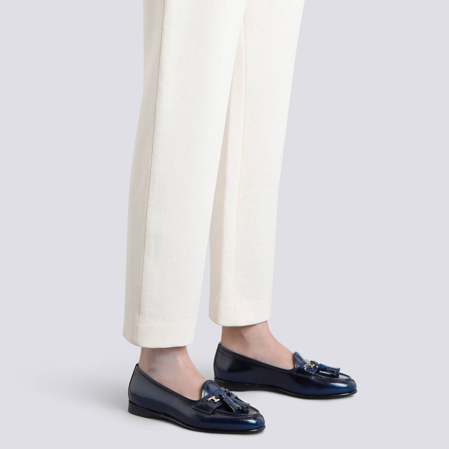 Women's blue leather Andrea tassel loafer - 2