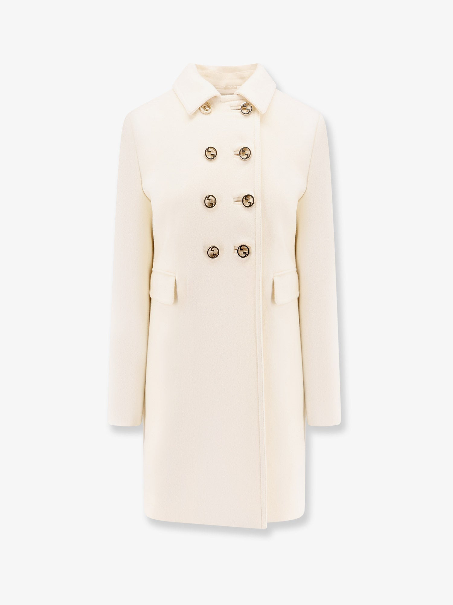Wool Coat With Interlocking Gg Buttons - 1