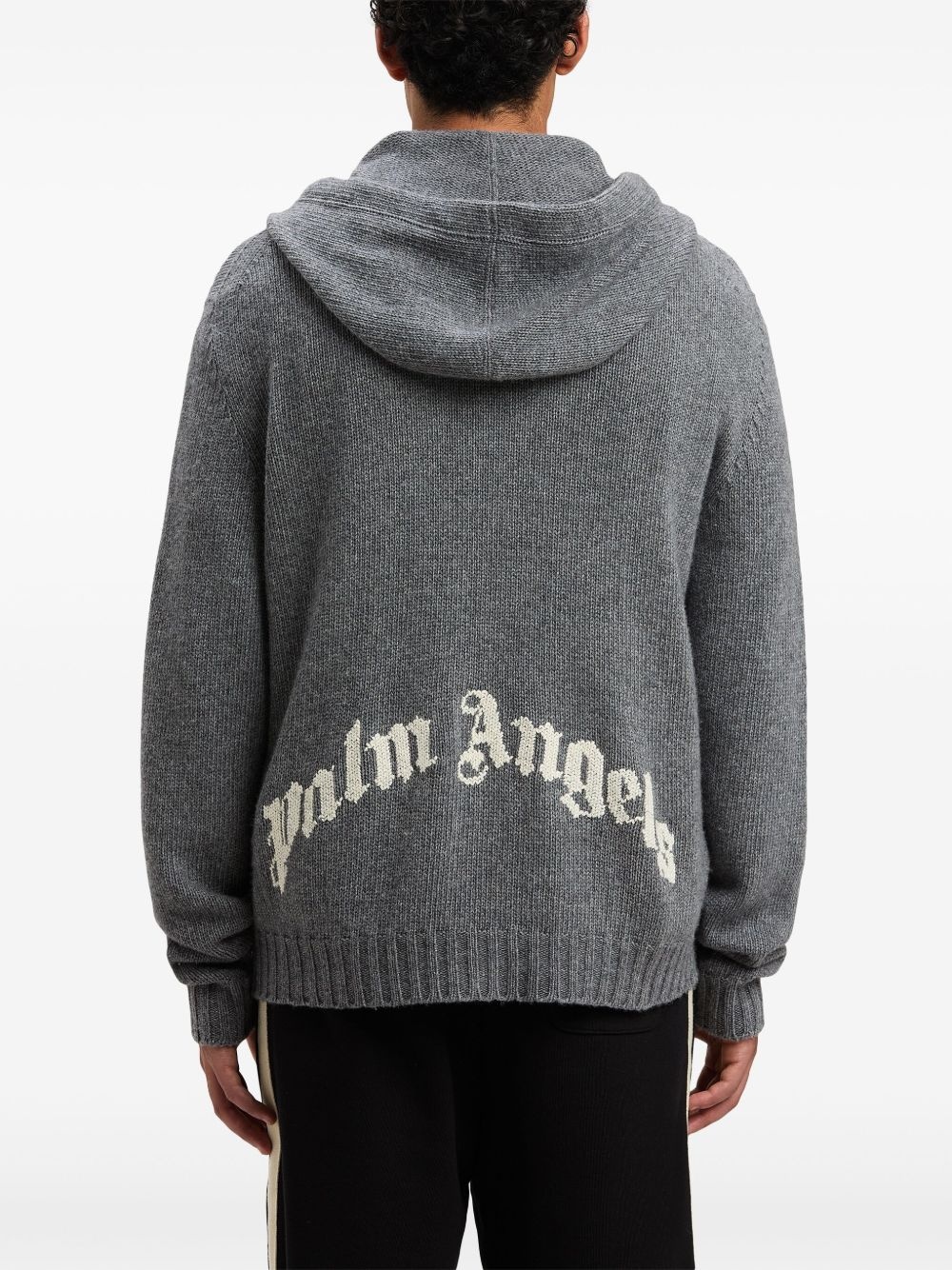 logo-knit zip-up hoodie - 5