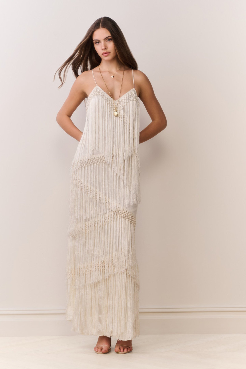 LoveShackFancy Delphi Fringe Lace Gown outlook