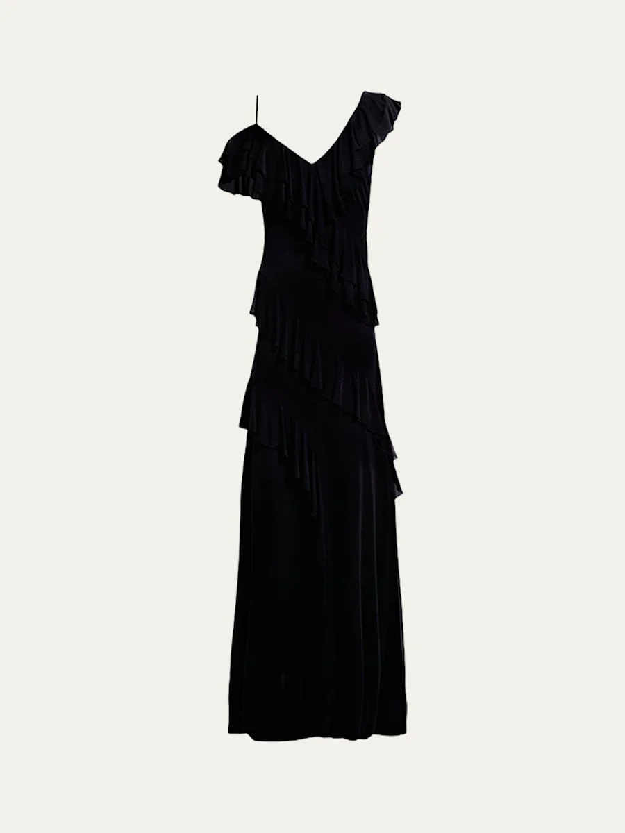 Sofia Ruffle Cold-Shoulder Maxi Dress - 1