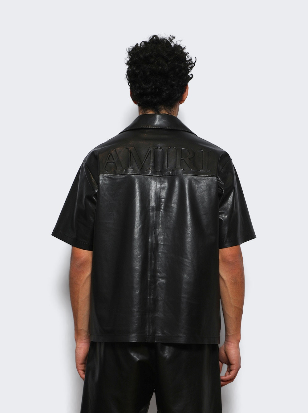 Lightweight Leather Camp Shirt Black - 4