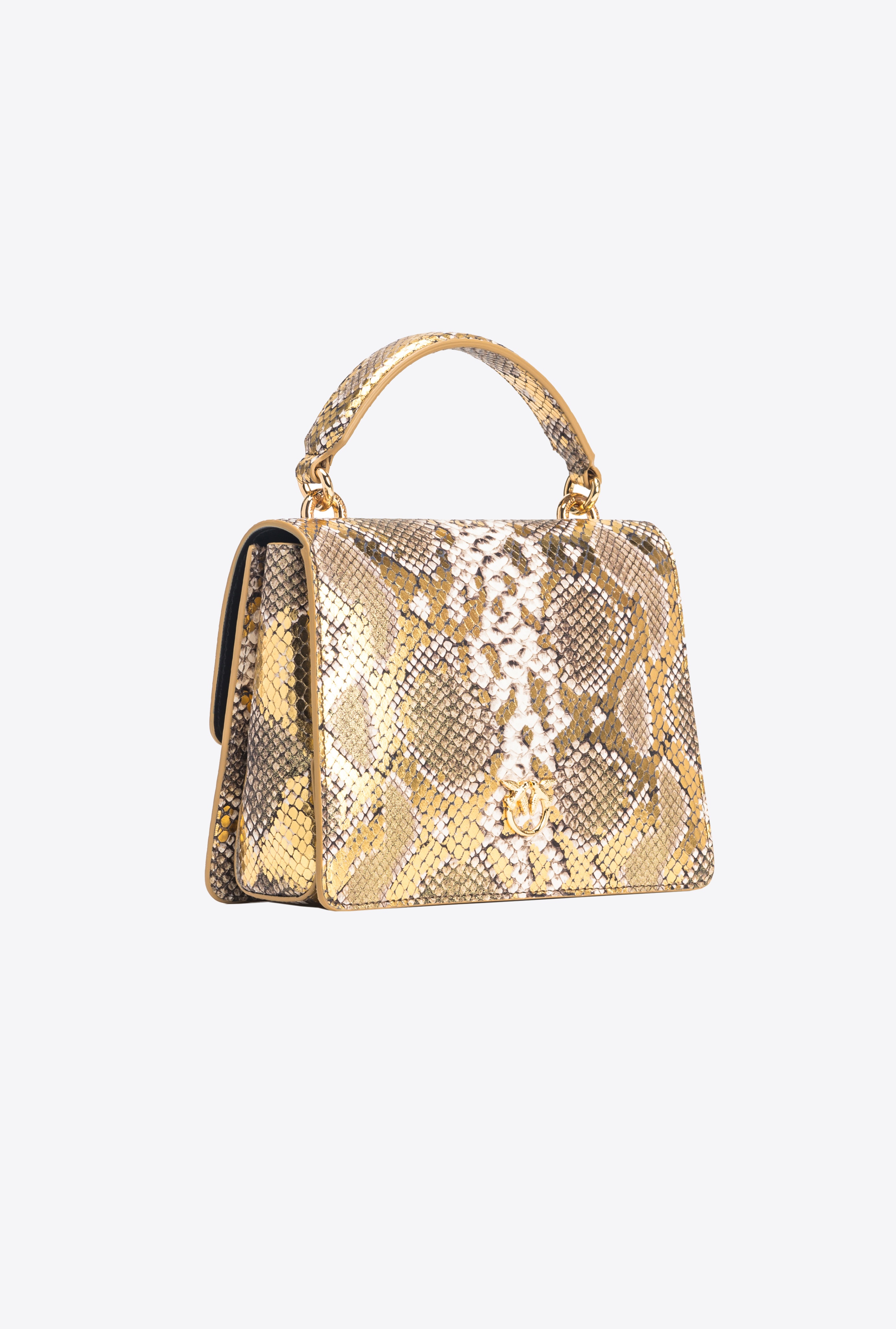 PINKO GALLERIA MINI LOVE BAG TOP HANDLE LIGHT IN LAMINATED REPTILE-PRINT LEATHER - 2