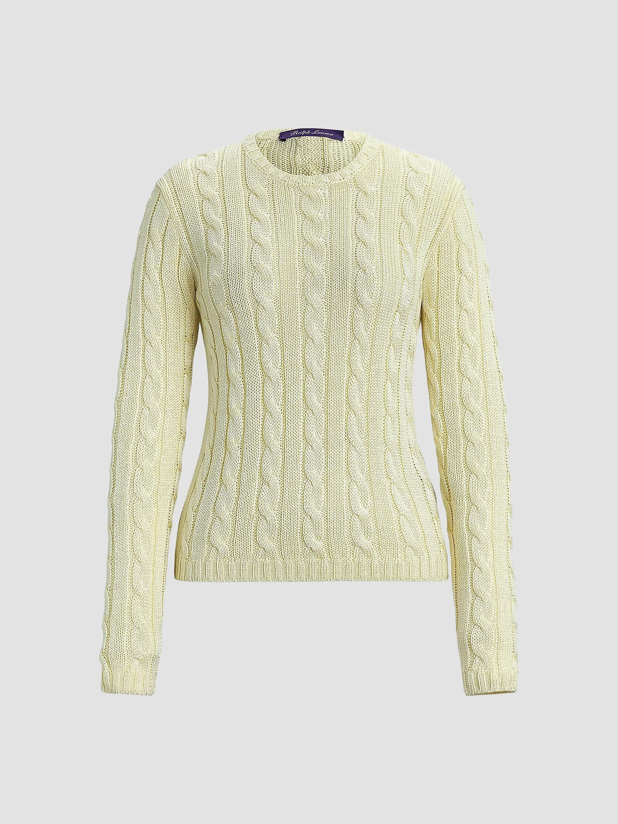 Women's Cable-Knit Silk Sweater - Cream - 1