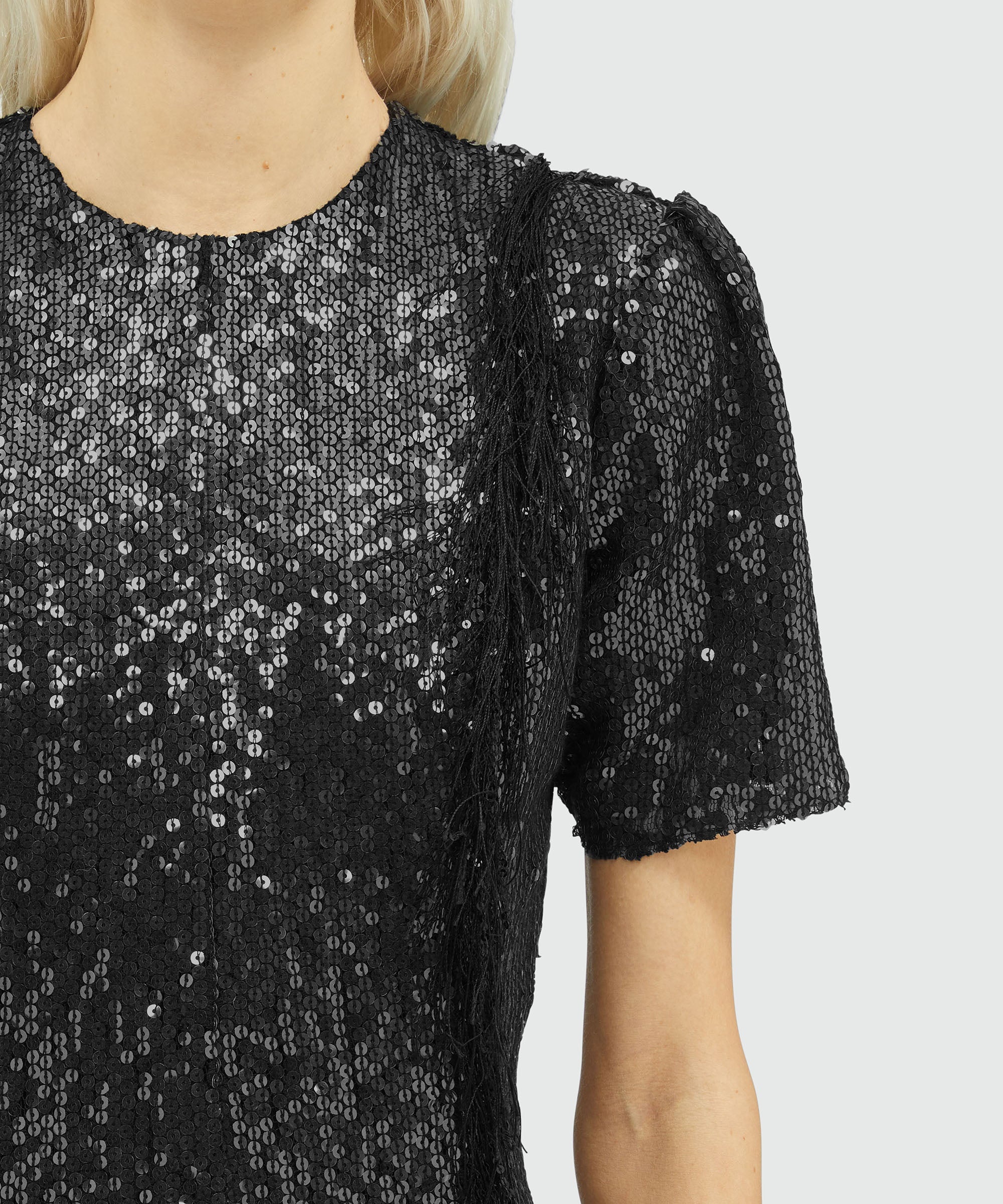 Sequined midi dress with fringe - 5