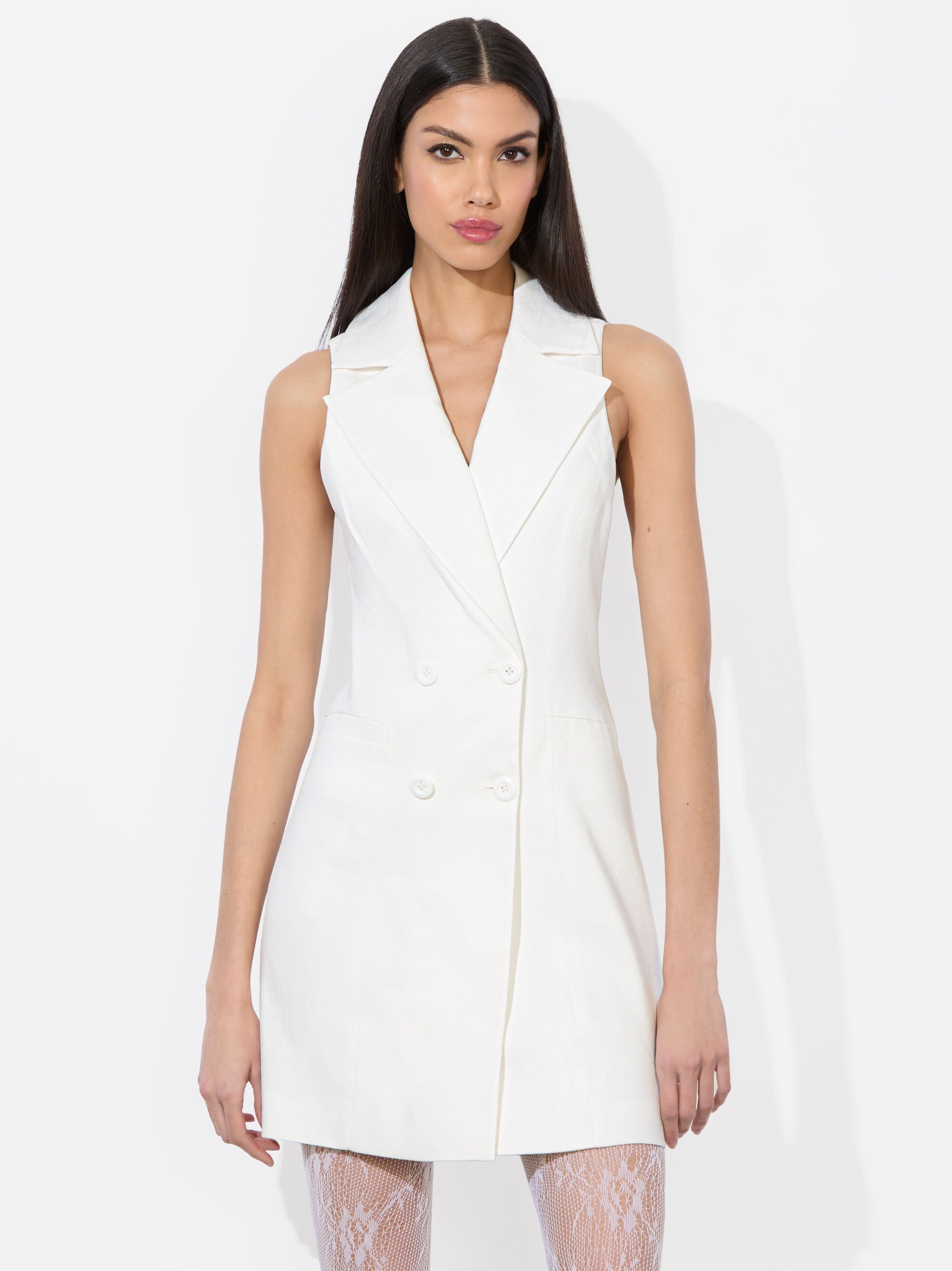 MERITT LINEN TUXEDO DRESS - 5