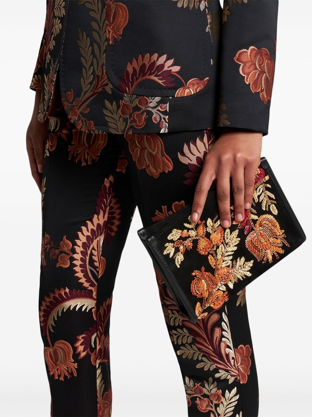 embroidered suede pouch - 2