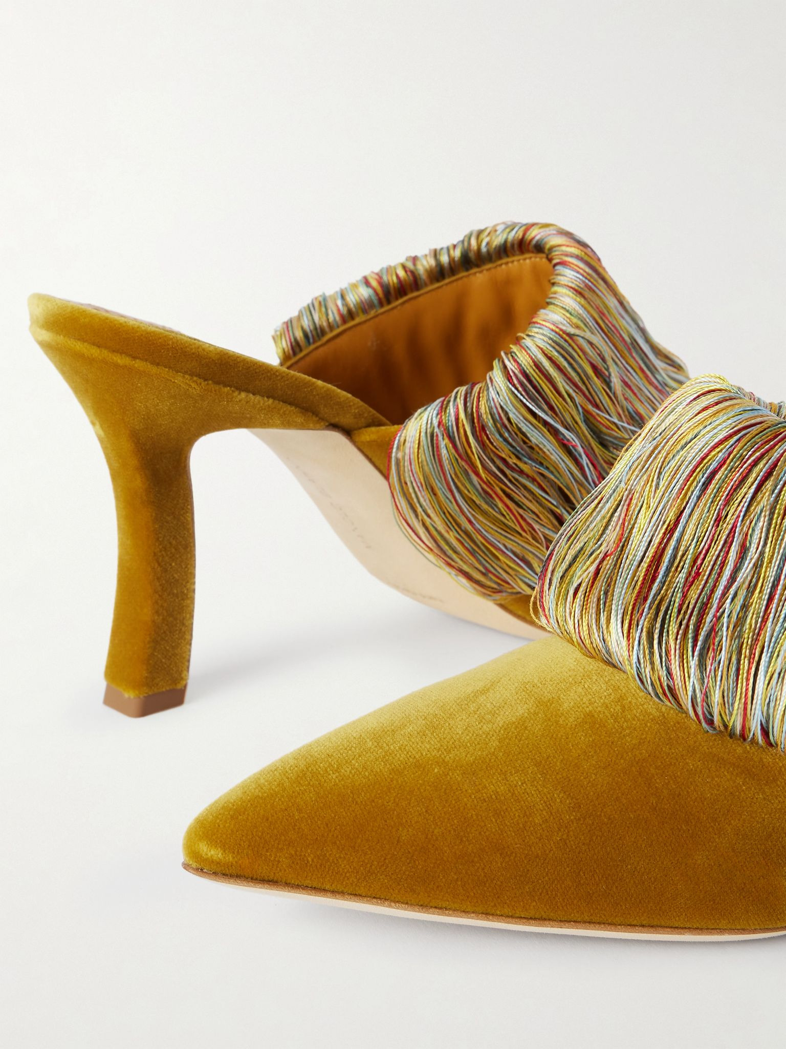 Caldean 90 fringed velvet pumps Yellow - 4