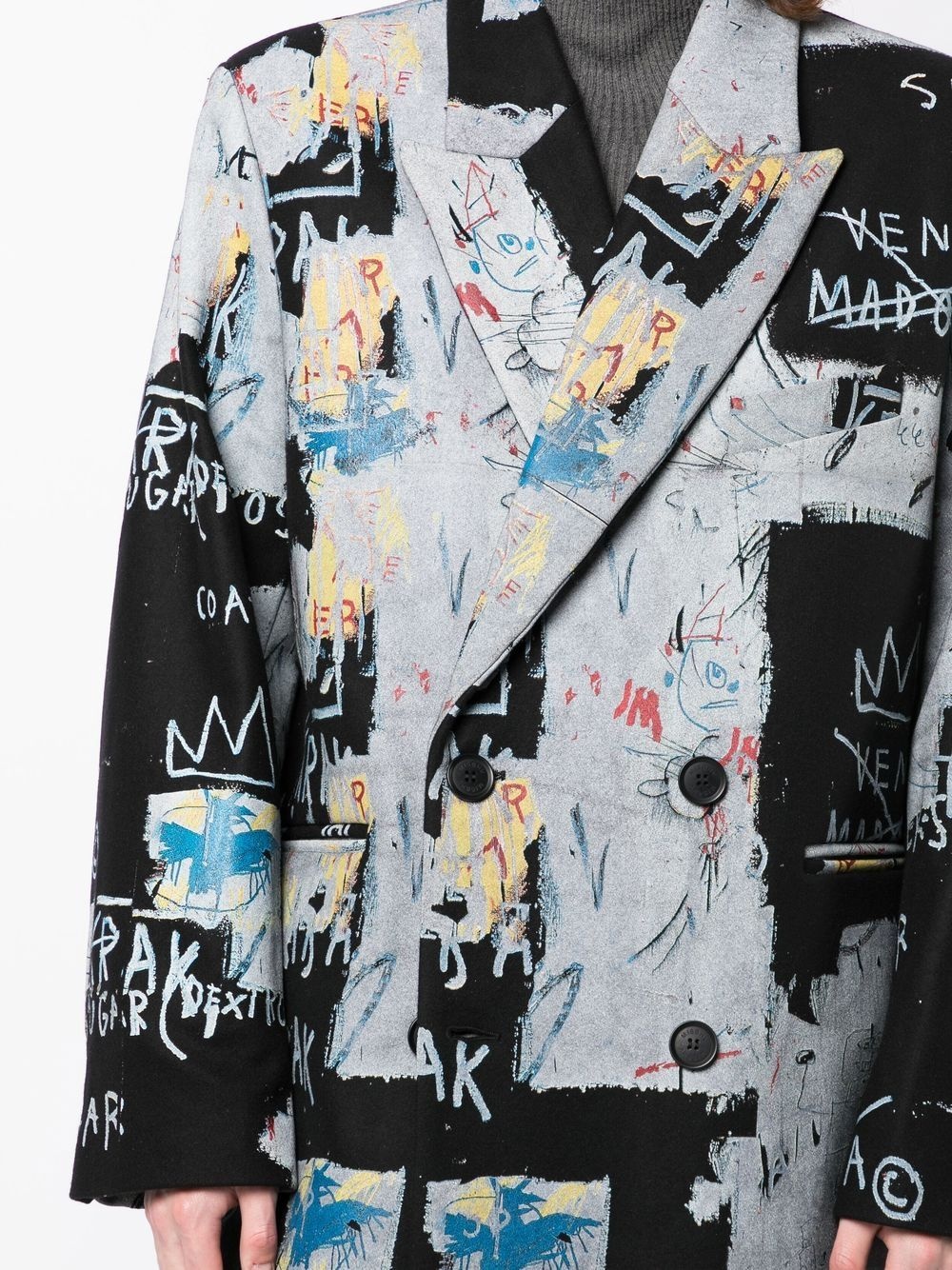 graphic-print double-breasted coat - 5