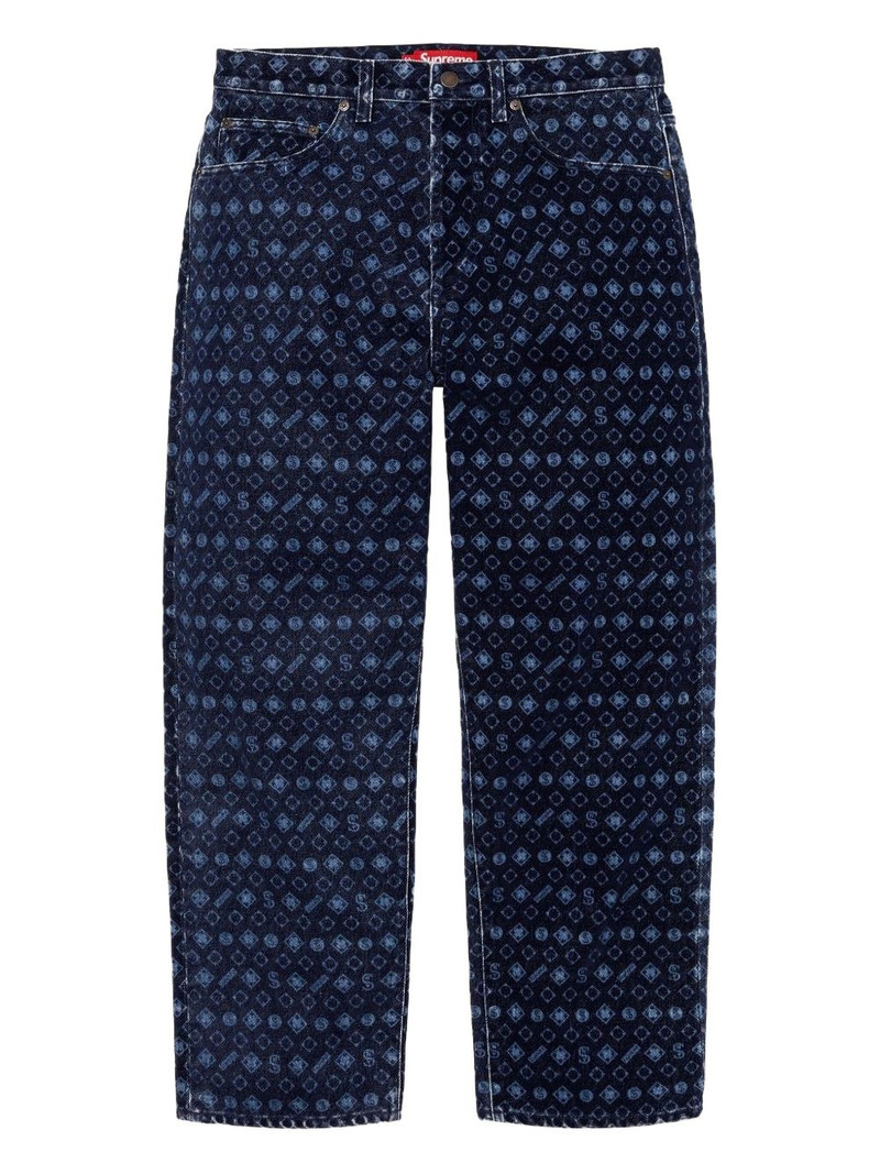 flocked-print jeans - 1