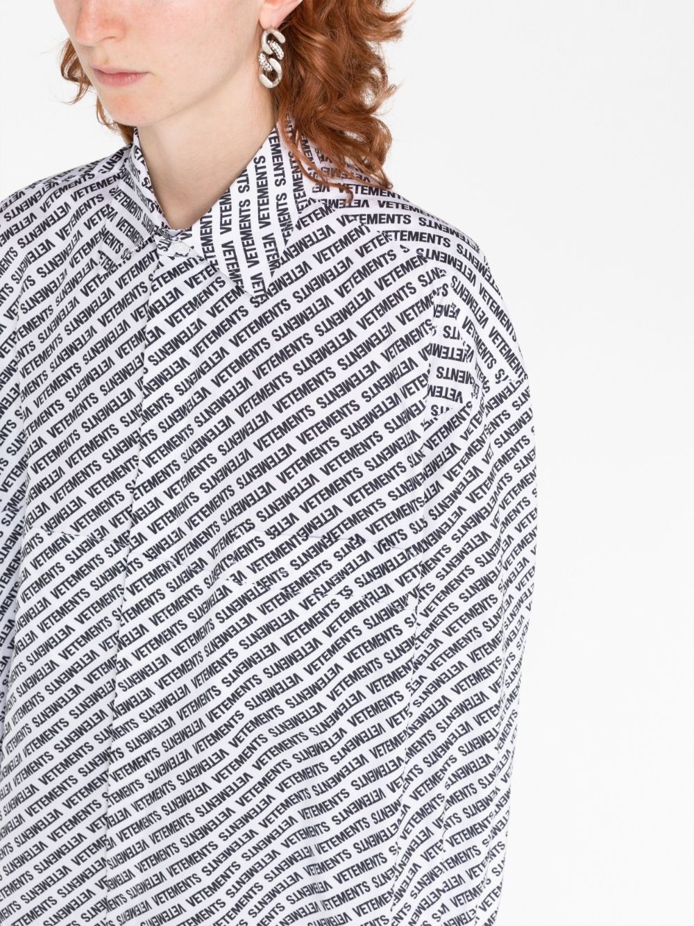 logo-print cotton shirt - 3