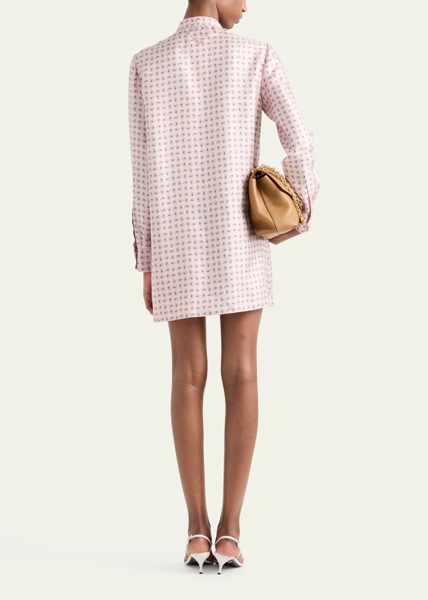 Paisley Bow-Collar Silk Mini Dress - 3