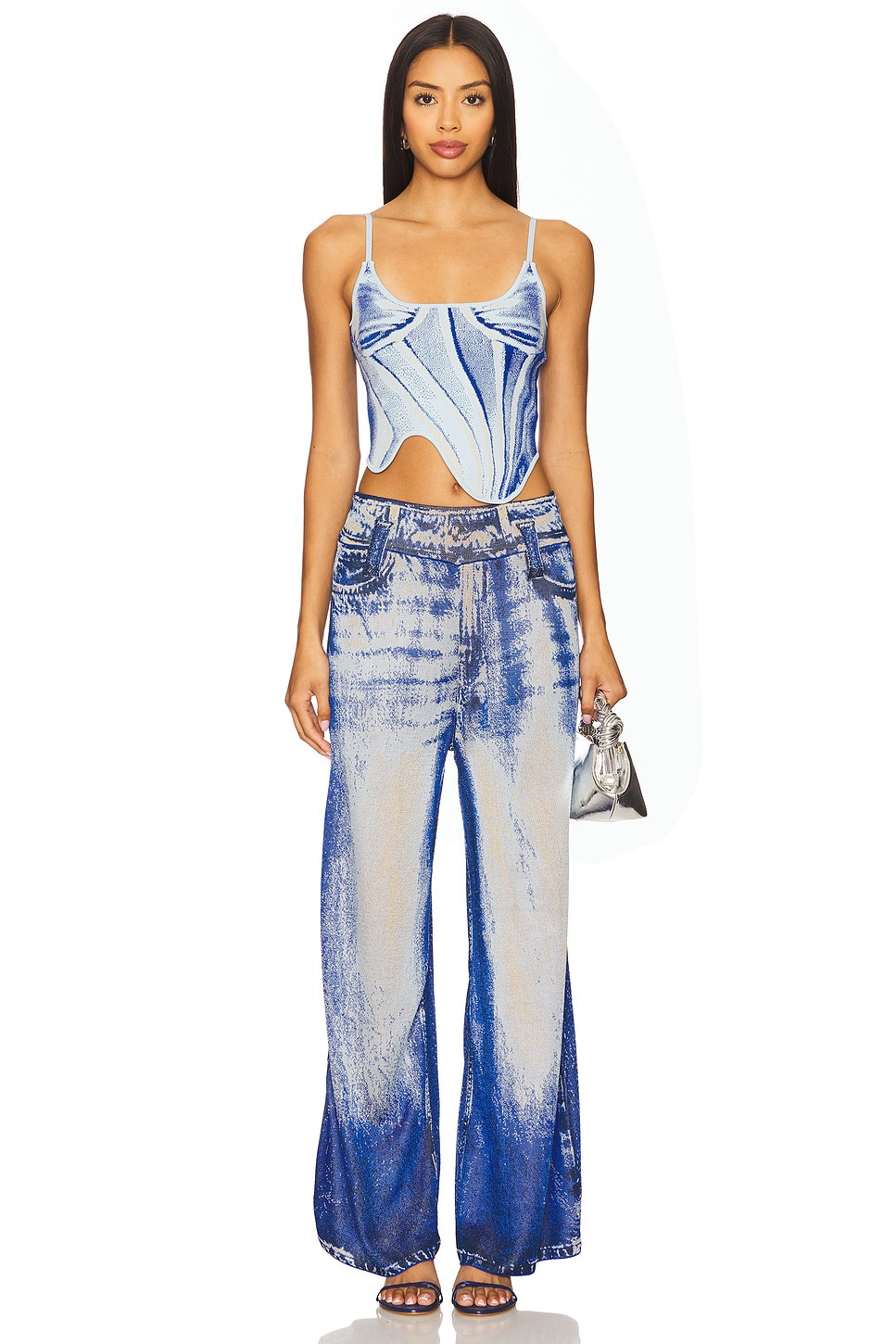 Aria Denim Print Wide Leg Pants - 5