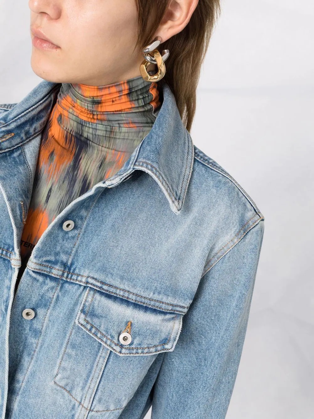 long-sleeve denim shirtdress - 3
