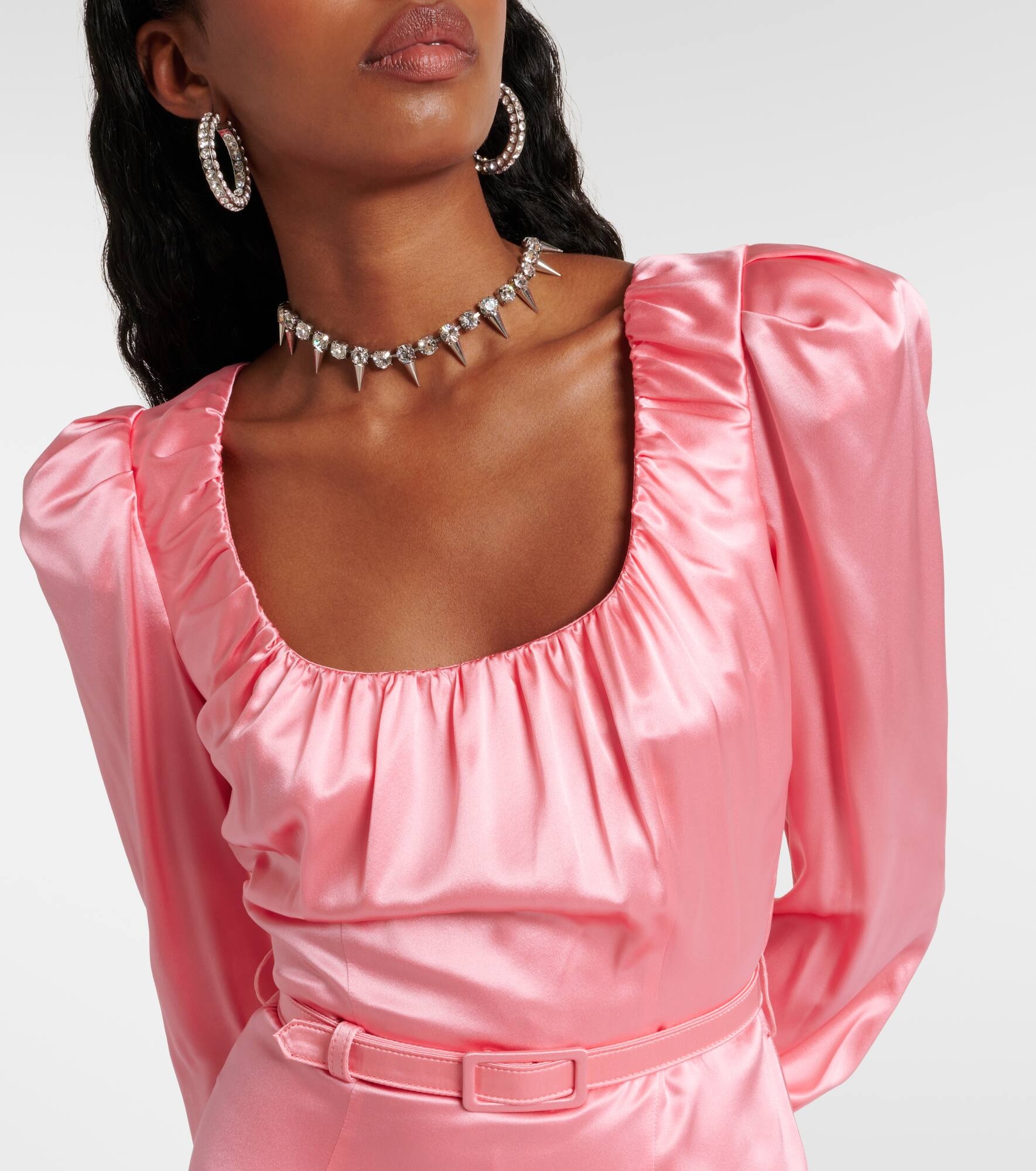 Silk satin midi dress - 4