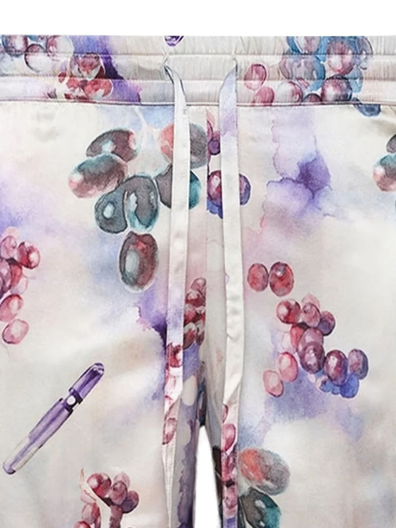 NAHMIAS grape-print silk shorts outlook
