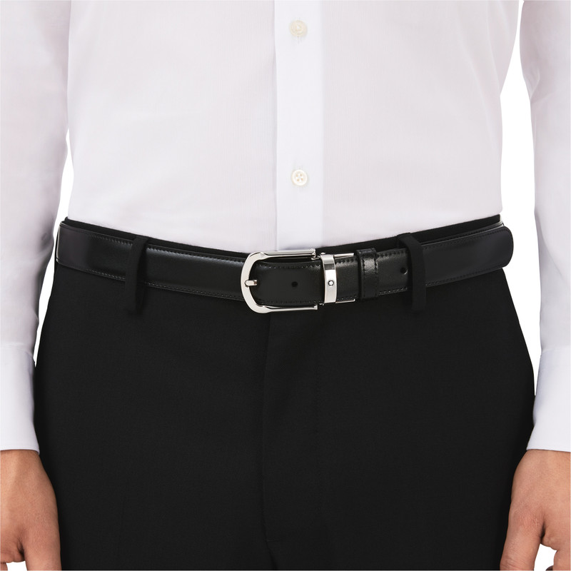Montblanc Horseshoe buckle black/brown 30 mm reversible leather belt outlook