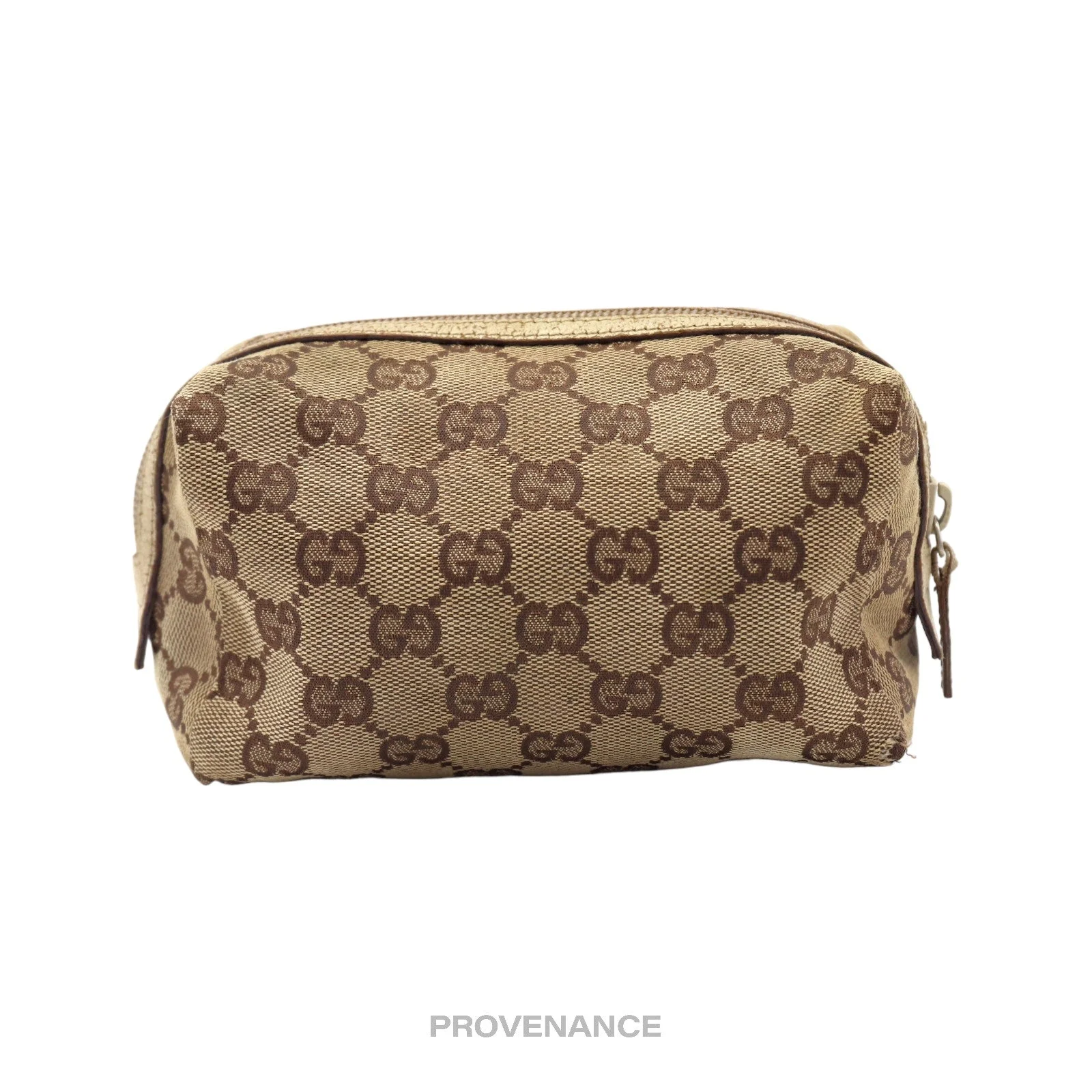 Gucci GG Canvas Zip Pouch - Brown Ivory - 1