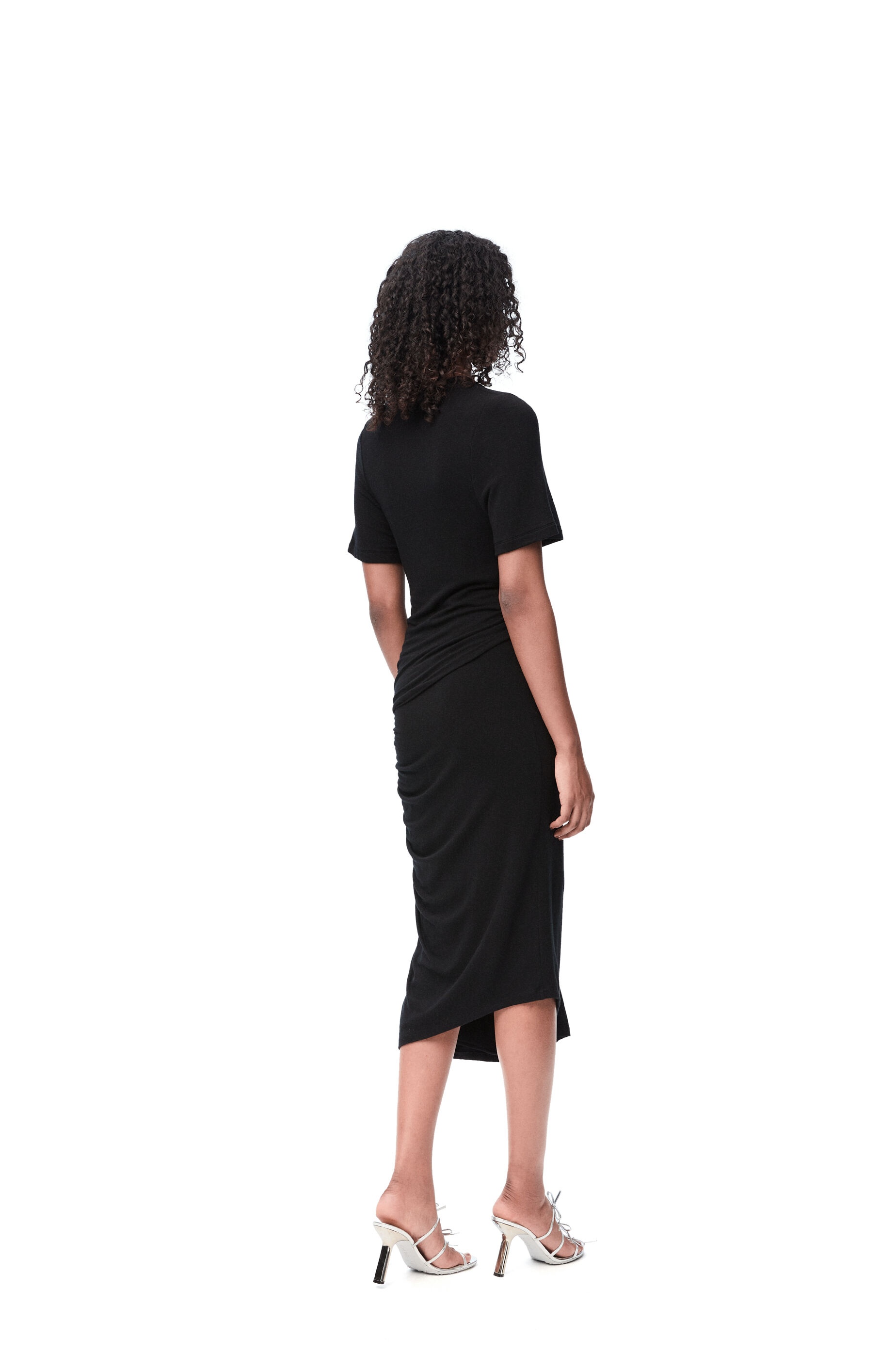 Draped dress in viscose and cashmere blend - 3