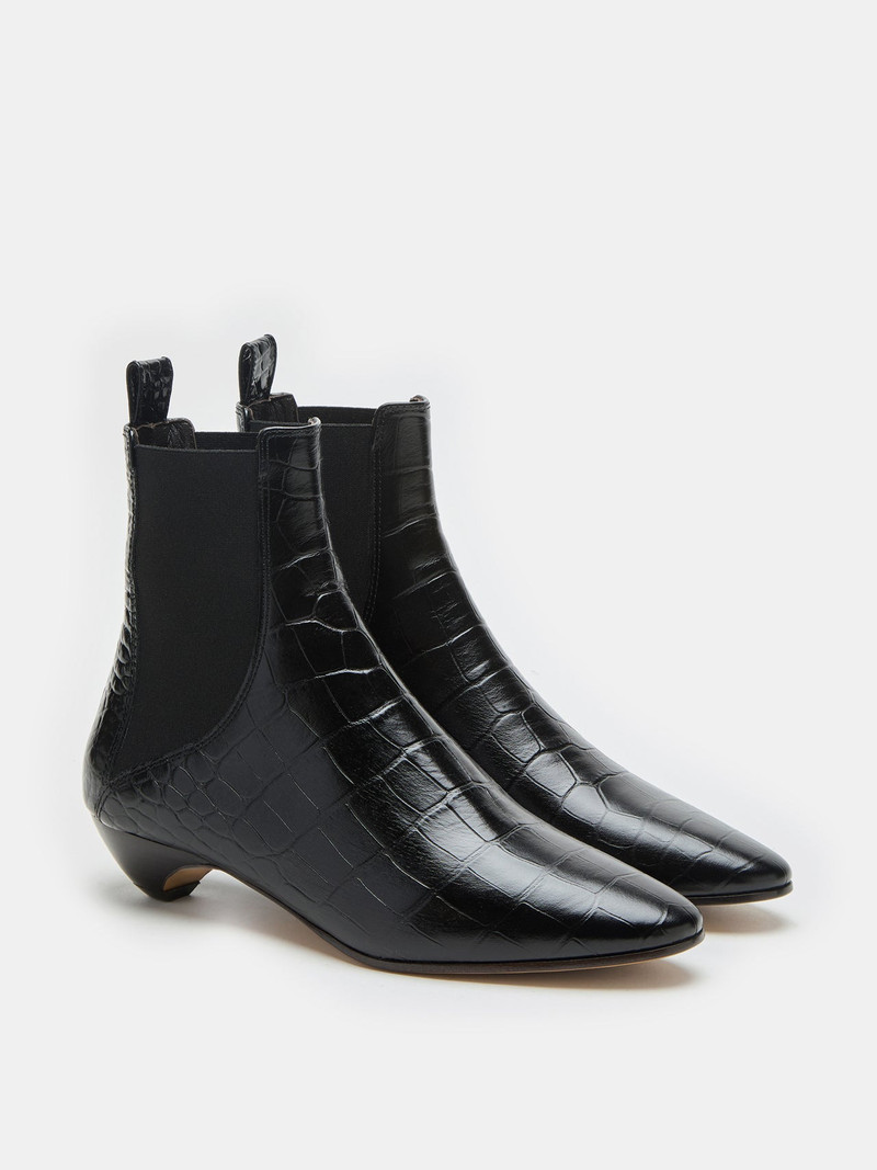 LE MONDE BÉRYL Allegra Chelsea / Coco Black Leather Croc Effect outlook