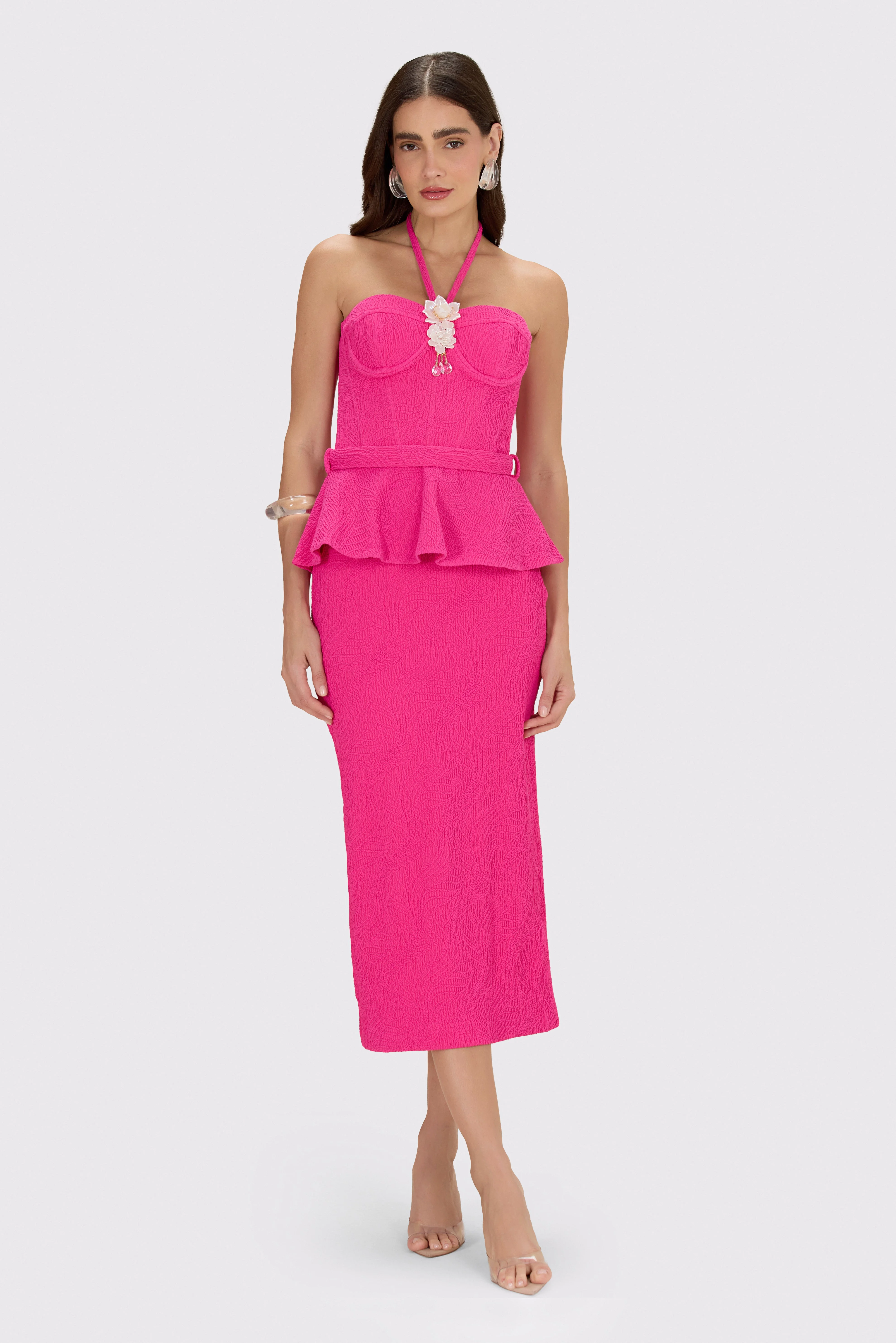 BREEZE JACQUARD CORSET MIDI DRESS - 1