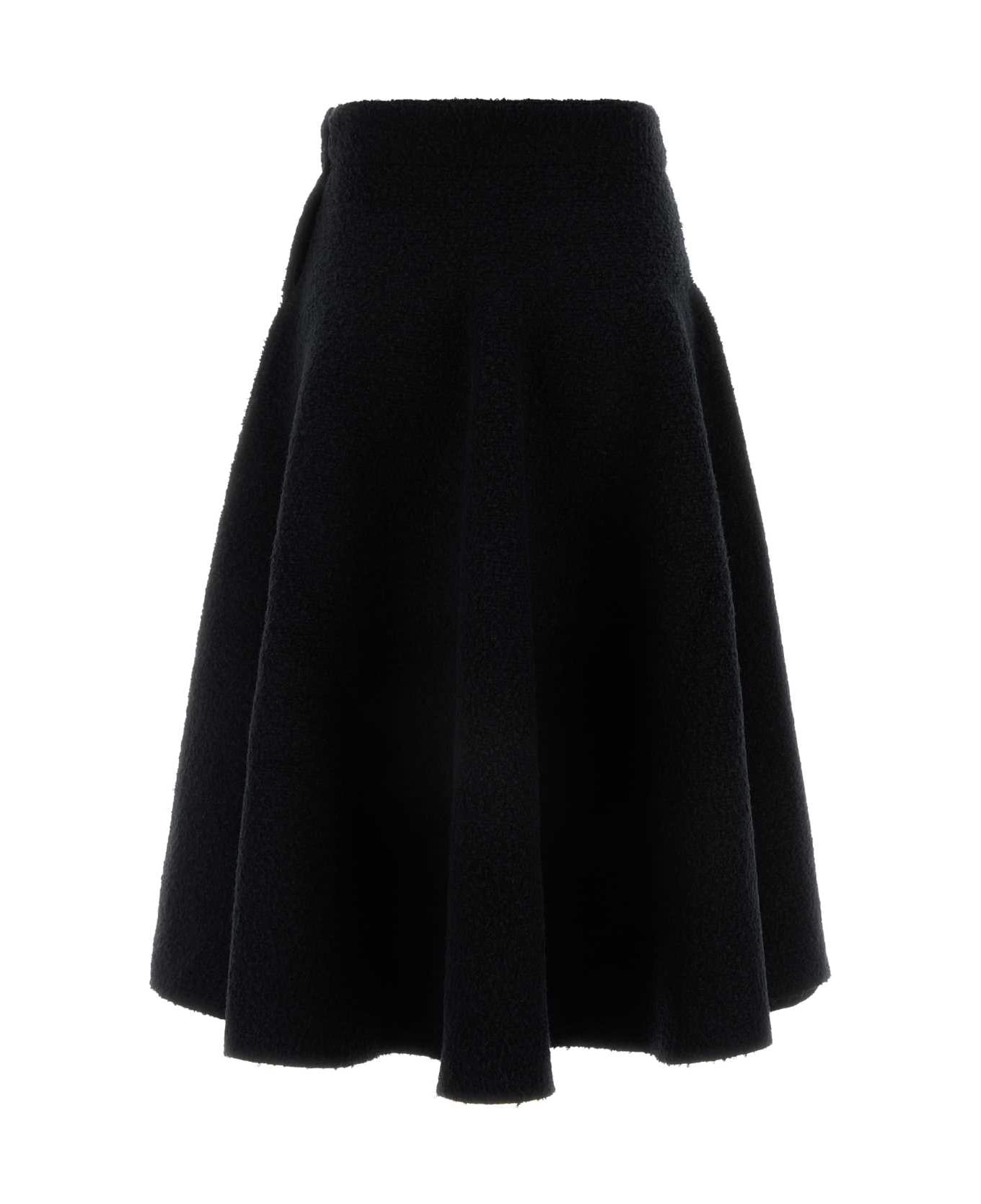 Black Stretch Cotton Blend Skirt - 2