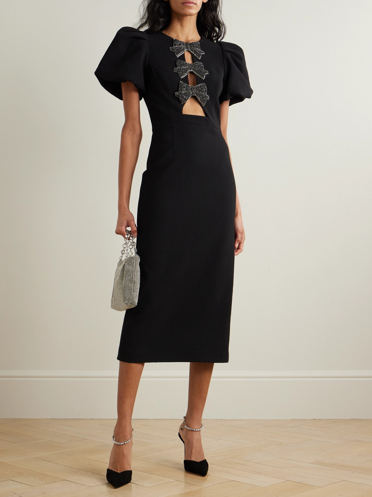 Eliana Cutout Embellished Cady Midi Dress - 2