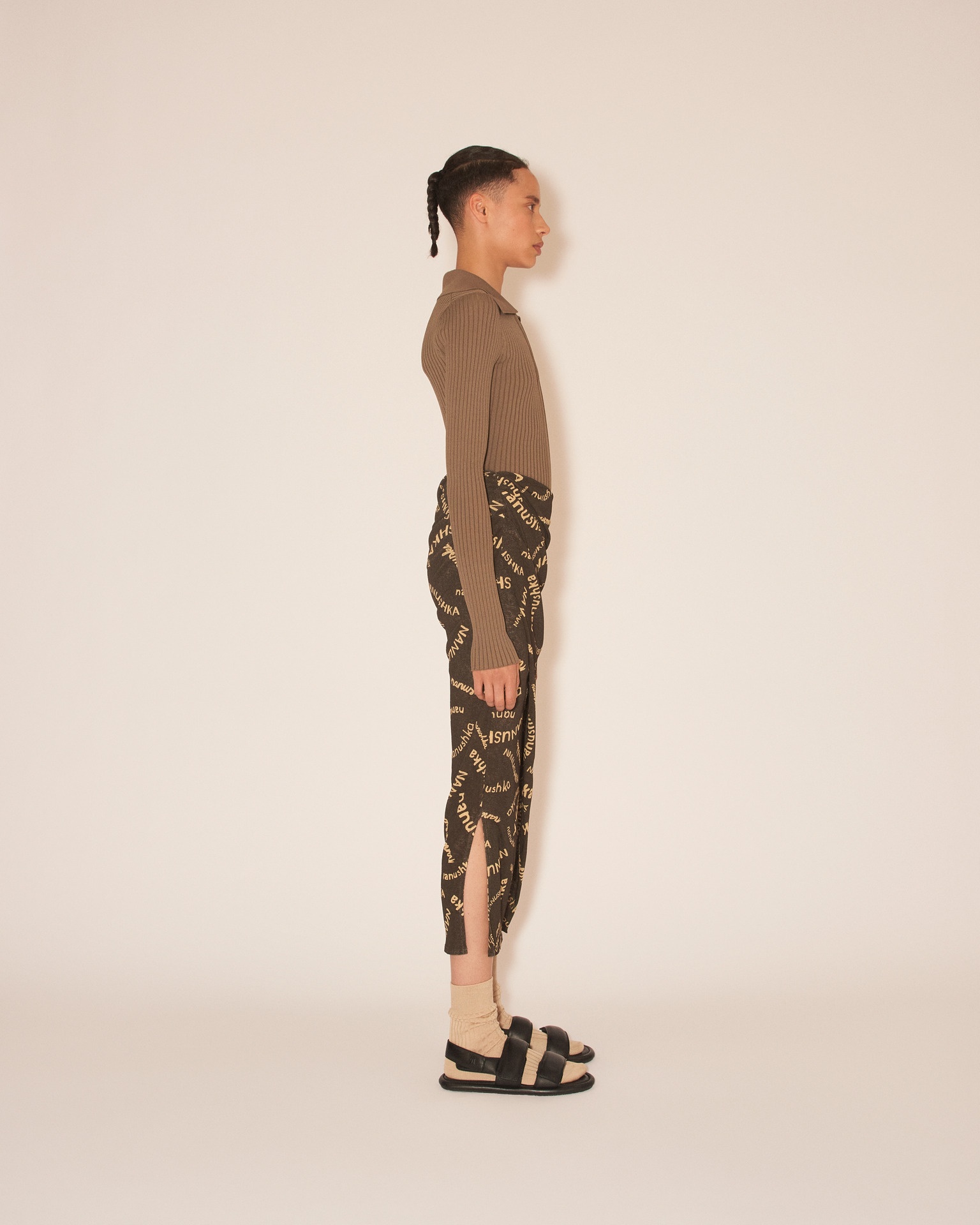 TAINA - Bodycon midi skirt with wrap - Hand drawn print - 3
