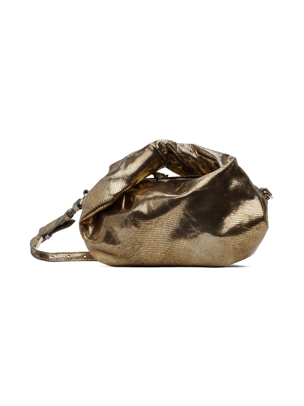 Dries Van Noten Gold Metallic Twist Bag | REVERSIBLE