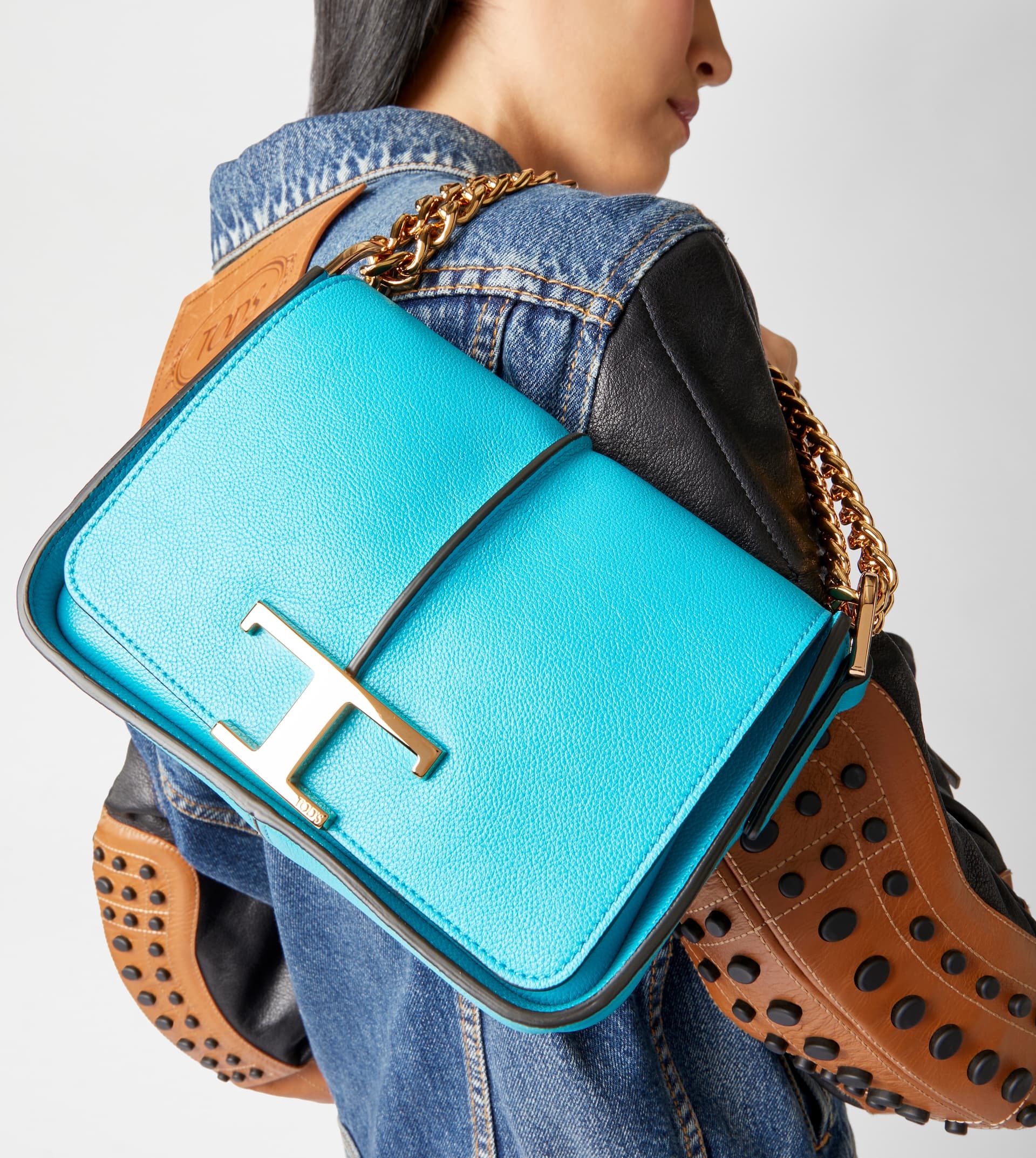 TIMELESS CROSSBODY BAG IN LEATHER MINI - LIGHT BLUE - 2