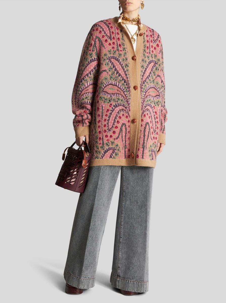 ROUND NECK JACQUARD CARDIGAN - 4