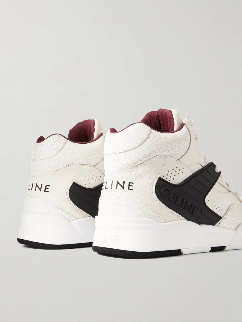 CT-06 Rubber-Trimmed Cracked-Leather High-Top Sneakers 5