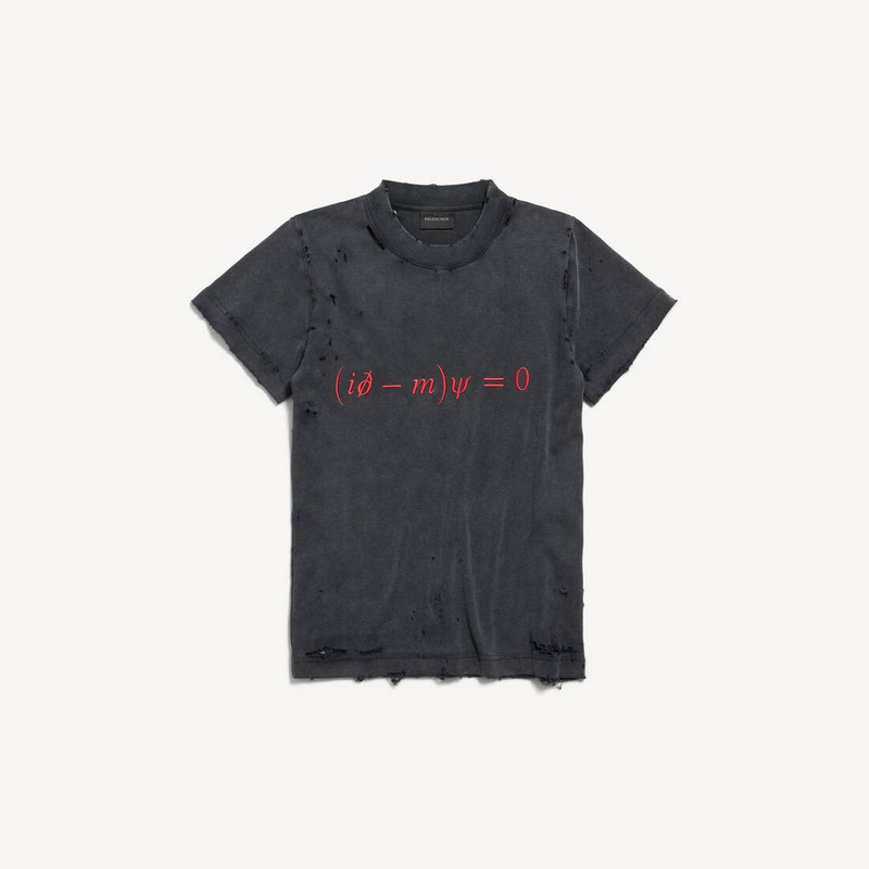 Women's Dirac Equation Fitted T-shirt in Washed Black/red 1