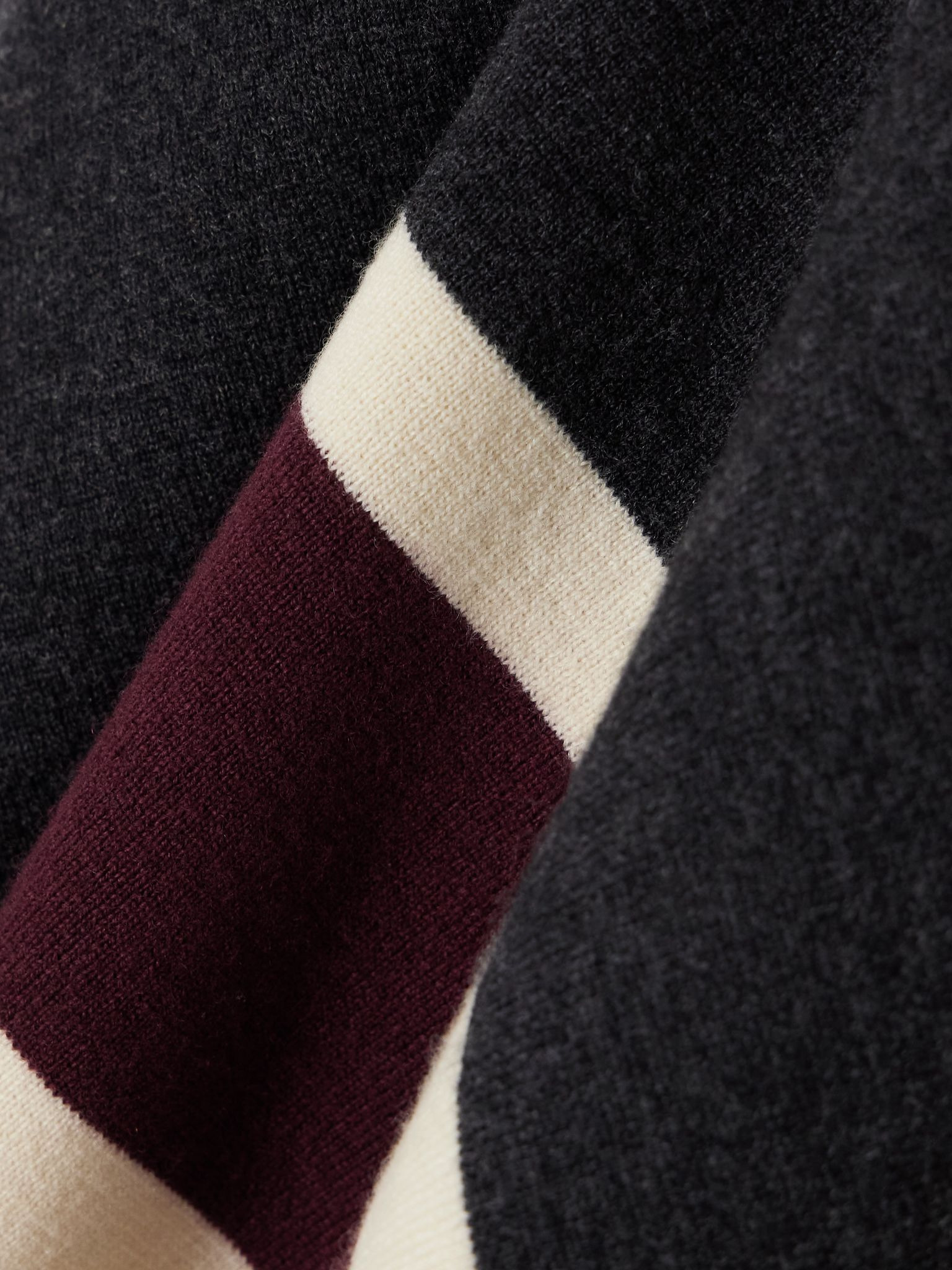 Oversized striped wool and cashmere-blend polo sweater Charcoal - 5