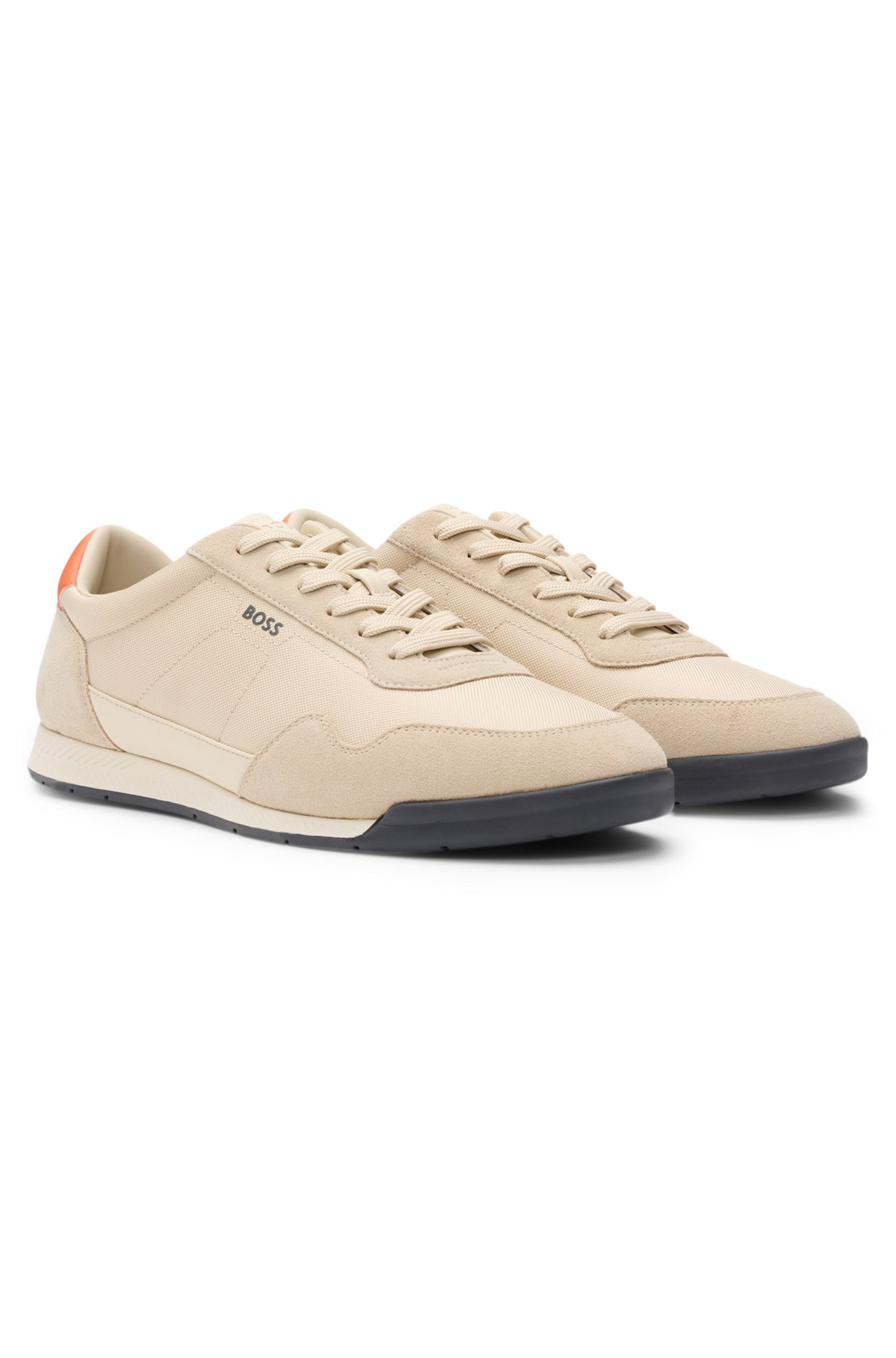 MIXED-MATERIAL LACE-UP TRAINERS WITH SUEDE TRIMS - 2